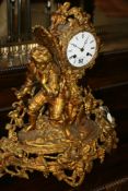 A 19TH.C.GILT BRONZE CASED STRIKING MANTLE CLOCK