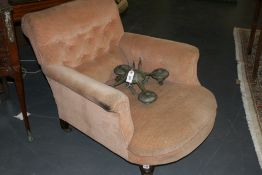 A VICTORIAN DEEP SEAT ARMCHAIR OF IMPRESSIVE PROPORTIONS