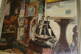 LEONARD FULLER (1891-1973) THE SILVER SHIP LAITY`S ST.IVES SIGNED OIL ON CANVAS. 62 x  76cms. ARR