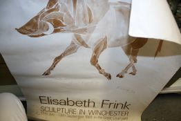 A SIGNED ELISABETH FRINK EXHIBITION POSTER FOR SEPTEMBER 1981, DEPICTING A WILD BOAR, SIGNED AND