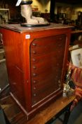 A VICTORIAN MAHOGANY COLLECTOR`S CHEST OF TEN GRADUATED DRAWERS