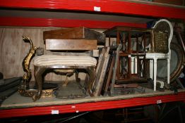 A PAIR OF FRENCH SALON CHAIRS, MIRRORS, A REVOLVING BOOKCASE, ETC