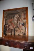 A VICTORIAN MAPLE FRAMED NEEDLEPOINT PICTURE
