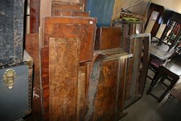 A QTY OF ANTIQUE WALNUT, OAK AND MAHOGANY RESTORATION TIMBERS