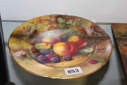 A ROYAL WORCESTER PLATE DECORATED WITH FRUIT, SIGNED H.H. PRICE. (BROKEN AND RESTORED).