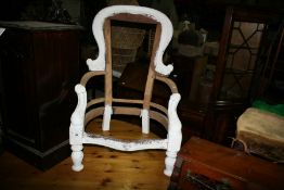 A VICTORIAN SHOW FRAME CHAIR FOR RE UPHOLSTERY