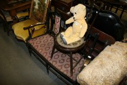 AN EDWARDIAN SALON SETTEE AND A SIDE CHAIR