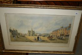 A 19TH.C.WATERCOLOUR SIGNED WILLIAM FREDERICK AUSTIN 1868 DEPICTING THE TOWN HALL AND NORTH AND