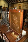 AN ARTS AND CRAFTS REPOUSSE COPPER FIRE SCREEN