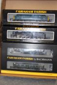 TWO BOXED GRAHAM FARRISH BY BACHMANN N-GAUGE POWERED CARRIAGES TOGETHER WITH SIMILAR BOXED STEAM
