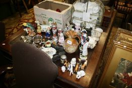 A DOULTON JUG, GLASS PAPERWEIGHTS, BESWICK PARROT,ETC