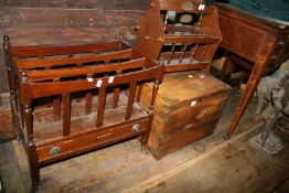 A WINE BOX AND TWO NEWSPAPER RACKS