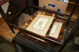 A SET OF FOUR ROSEWOOD FRAMED 19TH.C.ENGRAVINGS