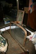 A VICTORIAN OVERMANTLE MIRROR, A BUTLER`S TRAY AND STAND AND VARIOUS PICTURES