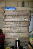 TWENTY VARIOUS WOODEN FRUIT CRATES