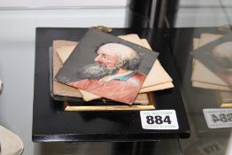 A 20TH CENTURY MINIATURE PORTRAIT OF A GENTLEMAN WITH PASTEL PORTRAIT VERSO, BEARS SIGNATURE AND