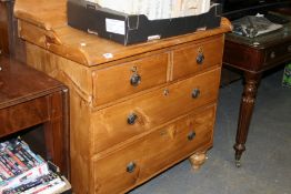 A PINE GALLERY BACK CHEST OF DRAWERS