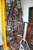 A QTY OF LANCASHIRE SPINDLE BACK CHAIRS, ETC