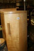 A PAIR OF SATINBIRCH BOW FRONT PEDESTALS