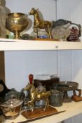 A QTY OF PLATEDWARES, ART GLASS,ETC