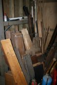 A LARGE QTY OF PINE, OAK AND OTHER TIMBERS TO INCLUDE MOULDING, TRIMS,ETC