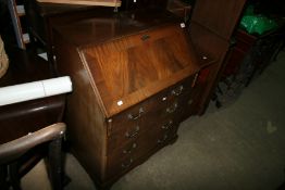 A GEORGIAN STYLE BUREAU, A SIMILAR CORNER CABINET AND A BEDSIDE CABINET