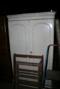 A VICTORIAN PAINTED PINE WARDROBE