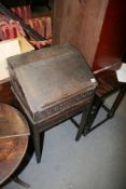 AN 18TH.C.DEED BOX ON STAND