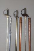 A Victorian 1821 Pattern Light Cavalry Officer`s sword, pipe backed blade and spear point together