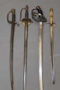 A relic Georgian Officer`s spadroon, together with a worn 1796 pattern Infantry Officer`s sword