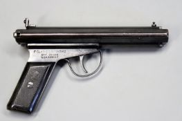 A rare Warrior air pistol, F Clarke`s patent no. 4186 manufactured by Accles & Shelvoke Ltd,