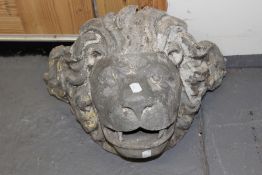 A large lead architectural mount in the form of a lion’s head, 40cm wide.