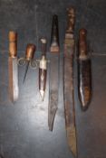 Six various composite sidearms, hunting knives, etc. (6)