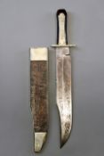 A large Bowie style knife by Broomhead & Thomas, 33cm heavy blade with clipped back point, stamped