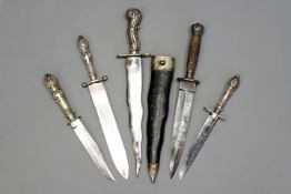 Four various cutlery hilted Bowie style knives, the first marked George Wostenholm to the wavy edged