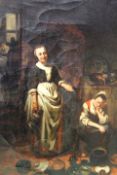 After Nicolaes Maes (1634-1693),The Idle Servant,oil on canvas,29 x 21.5cm.