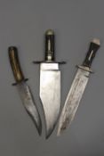 A very large Bowie style knife, 27.5cm broad blade with clipped back point stamped R. HAYDOCK