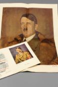 A Third Reich colour poster of Adolf Hitler, with Adolf Hitler signature together with School`s
