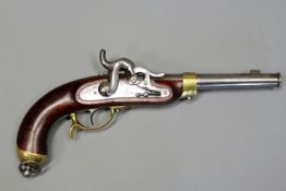 A good .600 Calibre Potsdam percussion cavalry pistol, 8.75inch sighted barrel with ring-turned