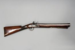 A flintlock blunderbuss by Keys, 18inch heavy steel barrel with flared muzzle, border and scroll