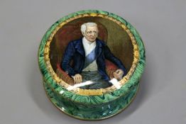 The late Duke of Wellington, on malachite pot lid and base.