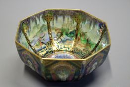 A Wedgwood Fairyland Lustre octagonal bowl designed by Daisy Makeig-Jones, decorated in the geisha