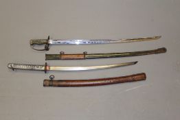 A Japanese Cavalry Trooper`s sword, 79.5cm plated fullered blade (crudely sharpened for use),