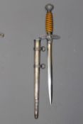 A Third Reich Second Pattern Luftwaffe Officer`s dagger, 25.5cm flattened diamond section blade with