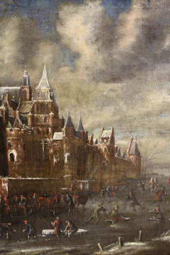 Follower of Thomas Heeremans (act. 1660-1697 Haarlem) Dutch,Figures and horses on a frozen river