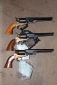 Three deactivated Italian Black Powder Colt Navy style Revolvers, each with 7.5inch sighted