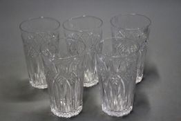 A set of five Victorian glass tumblers with fine hand cut decoration