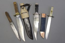 A large Bowie style knife by Congreve, 24.5cm blade with clipped back point and etched with a