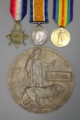First War Trio and Death Plaque to an Officer of the East Surrey Regiment, 1914-15 Star to 2. LIEUT.