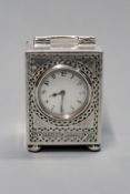 Liberty & Co.: a small hallmarked silver cased carriage timepiece.